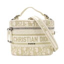 2021年 ホリデーコレクション限定 Christian Dior クリスチャンディオール トラベル ヴァニティ スモール トップハンドル 白/ゴールド/黒 オブリークジャガード 50-MA-1201 ショルダーバッグ 新品同様【中古】(Christian Dior TRAVEL Vanity Small Oblique Jacquard bag)