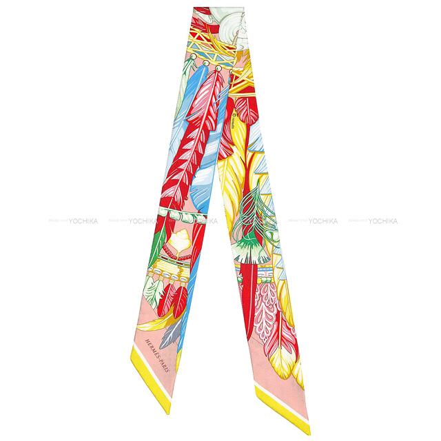 HERMES エルメス ツイリー ダンス パシフィック ヴューローズ/ブルー/ヴェール シルク100％ スカーフ 新品未使用(HERMES Twilly Dance Pacific Vieux rose/Blue/Vert Silk100% scarf[EXCELLENT][Authentic])【あす楽対応】#yochikaのサムネイル
