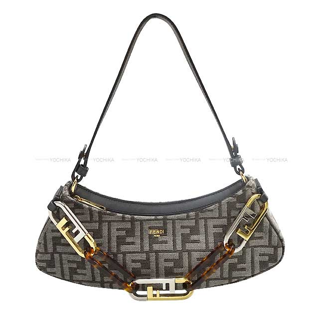 フェンディ ショルダーバッグ レディース FENDI フェンディ オーロック スウィング グレー FFロゴジャガード シルバー金具/ゴールド金具 8BS068 AL9Q ショルダーバッグ 新品未使用(FENDI O'Lock Swing Grey FF Logo Jacquard Silver Gold HW 8BS068 AL9Q Shoulder bag[EXCELLENT][Authentic])【あす楽対応】#yochika