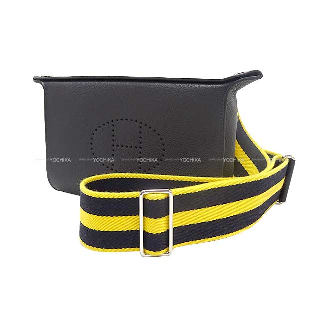 HERMES エルメス クロス ボディバッグ ヴィドポッシュ H エヴリン パンチング キャバン(カバン)/ジョーヌナプル トゴ トワル 新品同様【中古】(Cross Body Bag Videpoches H Punching Evelyn Caban/Jaune de Naples Veau Togo Toile)