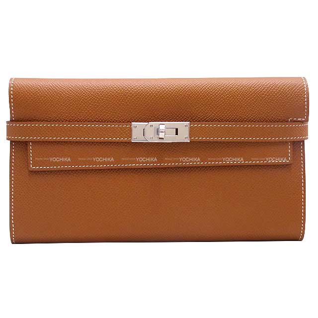 HERMES エルメス ケリーウォレット ロング クラシック ゴールド エプソン シルバー金具 長財布 B刻印 新品(HERMES Kelly Wallet Long Classic Gold Veau Epsom Silver HW long wallet[BRAND NEW][Authentic])【あす楽対応】#yochika