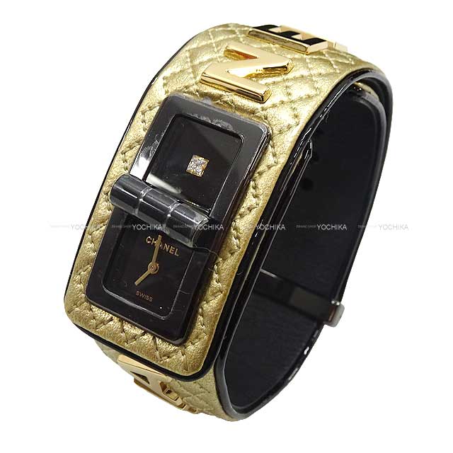シャネル 腕時計（レディース） CHANEL シャネル コードココ サイバーゴールド ステンレススチール/ダイヤモンド/カーフスキン ブラック金具 H7945 腕時計 新品未使用(CHANEL Code CoCo Cyber gold Stainless steel/Diamond/Calfskin Black HW H7945 Watches[EXCELLENT][Authentic])【あす楽対応】#yochika