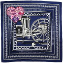 HERMES GX J70 xk̔n n[g AbvP }// VN100 XJ[t Vigp(HERMES Carre 70 Balade en Berline Heart Applique Marine/Black/White Silk100% scarf[EXCELLENT][Authentic])yyΉz#yochika