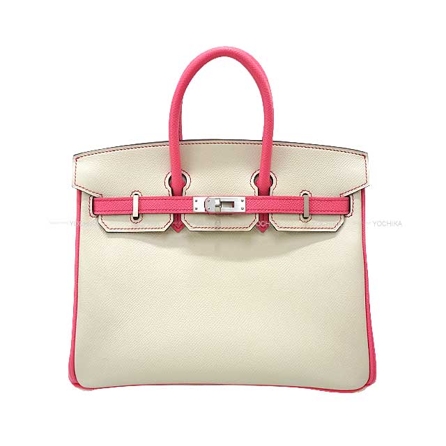 HERMES ᥹ С25 ڥ륪 ˥ / ץ ޥåȥС ϥɥХå D ࿷(HERMES Birkin25 Personal order with initials engraved Craie/Rose Azalee...