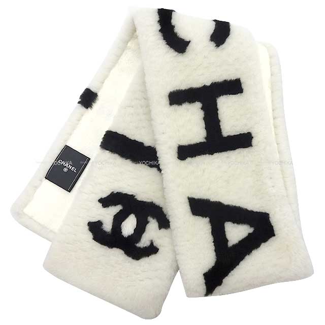 CHANEL ͥ ޡ  ƥڥå / ࡼȥ ޥե顼 ̤(CHANEL COCO Mark Logo Tippet White/Black Mouton muffler[EXCELLENT][Authentic])ڤб#yochika