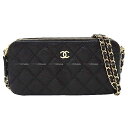 シャネル　ポシェット CHANEL シャネル マトラッセ ジップ チェーンウォレット クラッチ ポシェット 黒 (ブラック)/ボルドー ショルダーバッグ 新品未使用(CHANEL Matelasse Zip WOC Clutch Pochette Noir (Black)/Bordeaux A82527 Shoulder bag[EXCELLENT][Authentic])【あす楽対応】#よちか