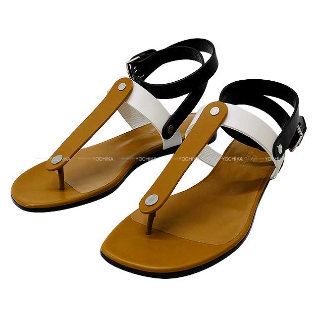 HERMES᥹󥯥륹ȥåץꥨܥȥ󥰥/(֥å)/(ۥ磻)뿷̤(HERMESAnklestrapSeriebuttonGold/Noir(Black)/Blanc(White)sandals[EXCELLENT][Authentic])ڤб#yochika