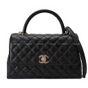 CHANEL シャネル マトラッセ ココハンドル 29 トップ チェーン 黒 (ブラック)/ボルドー グレインドカーフ(キャビアスキン) シャンパンゴールド金具...