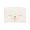 CHANEL シャネル マトラッセ ココマーク コインケース付 コンパクト 白 (ホワイト) グレインドカーフ(キャビアスキン) シャンパンゴールド金具 AP0230 三つ折り財布 新品(CHANEL Matelasse Coco Mark Coin Case Compact White Caviarskin Tri-fold wallet)(4)