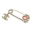 CHANEL シャネル ピンブローチ ココマーク 安全ピン ラインストーン ゴールド/ピンク シャンパンゴールド金具 ブローチ 新品未使用(CHANEL Pin...