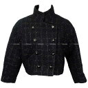 2024年秋冬 CHANEL シャネル レディース ツイードジャケット 7分丈 ココボタン ウィンドウチェック 黒 (ブラック) ウール/コットン 34 P78...