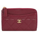 CHANEL シャネル フラグメント タイムレス クラシック ボルドー グレインドカーフ(キャビアスキン) ゴールド金具 AP3179 カードケース 新品同様【...