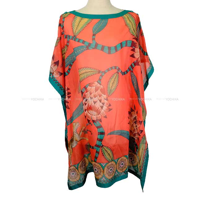 HERMES エルメス レディース カフタン ドレス マハラニの庭 ローズソルベ シルク #42 チュニック 新品未使用(HERMES Women's Kaftan Dress Le Jardin de la Maharani Rose sorbet Silk Tunic[EXCELLENT][Authentic]) #yochika