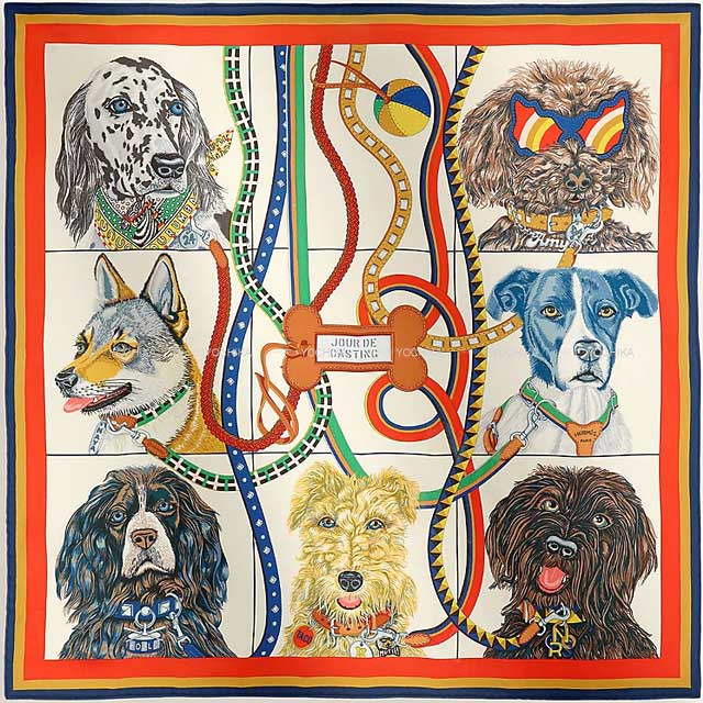 2025年春夏 HERMES エルメス カレ70 ジュールドゥキャスティング マリン/白/ルージュ シルク100％ スカーフ 新品未使用(2025SS HERMES Jour DE CASTING Marine/White/Rouge Silk100% scarf[EXCELLENT][Authentic]) #yochikaのサムネイル