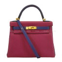 HERMES エルメス ケリー28 内縫い スペシャルオーダー アネモネ/ブルーエレクトリック トゴ マットゴールド金具 ショルダーバッグ Z刻印 新品同様【中...