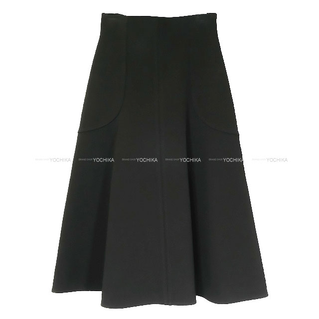 ◆上品×脚長効果◆【HERMES】Wストレッチコットン スカート 黒 25062309.jpg