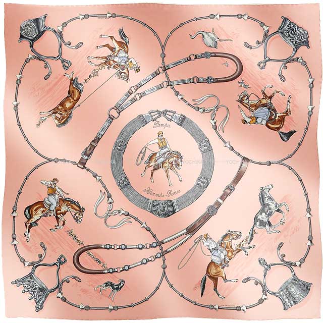 2023年秋冬 HERMES エルメス カレ70 パンパ ローズプードル/グレー/ベージュドレ シルク100％ スカーフ 新品未使用(2023AW HERMES Carre 70 Pampa Rose Poodle/Gray/Beige Dre Silk100% scarf[EXCELLENT][Authentic])のサムネイル