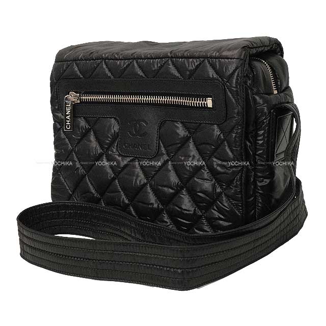 CHANEL シャネル コココクーン マトラッセ スモール 黒 (ブラック)/ボルドー/ボルドー ナイロン/牛革(レザー) シルバー金具 A48616 メッセンジャーバッグ 新品同様【中古】