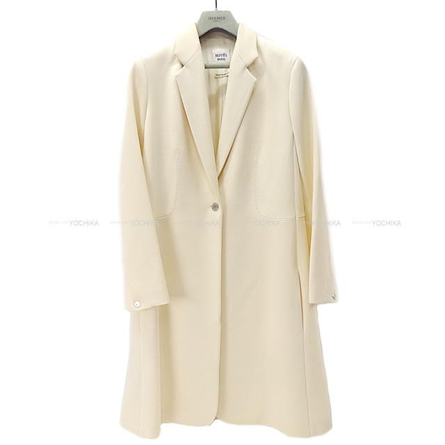 【ご褒美に★】HERMES エルメス セリエボタン ロング チェスター コート エクリュ #38 シルバー金具 新品同様【中古】 ([Pre Loved]HERMES Serie Button Long Chester Coat Ecru #38 SHW [Near Mint][Authentic])【あす楽対応】#yochikaのサムネイル