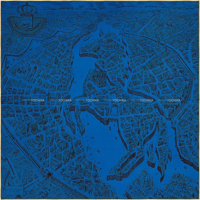 【ご褒美に★】HERMES エルメス スカーフ カレ90 "シテ・カヴァリエール" ブルージーン/黒(ブラック)/ミール シルク100% 新品 (HERMES Scarf Carre 90 "La Cite Cavaliere" Bleu jean/Black/Miel Silk100%[Brand new][Authentic])【あす楽対応】#yochikaのサムネイル