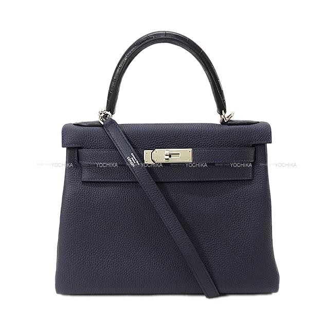 【ご褒美に★】HERMES エルメス ハンドバッグ ケリー28 内縫い タッチ ブルーニュイ トゴ/クロコダイル アリゲーターマット 新品 (HERMES handbag Kelly 28 Retourne Touch Blue Nuit Togo/Crocodile alligator mat[Brand new][Authentic])【あす楽対応】#yochikaのサムネイル