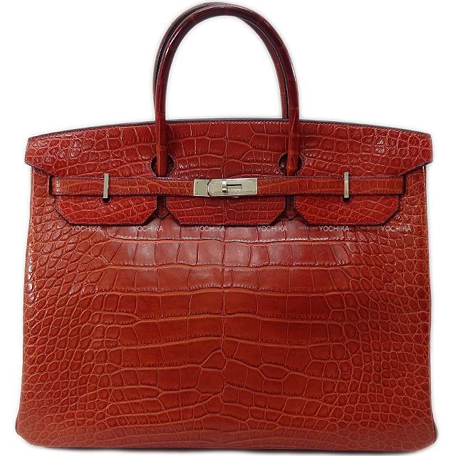 HERMES エルメス ハンドバッグ バーキン40 ルージュアッシュ クロコダイル アリゲーターマット シルバー金具 SAランク【中古】 ([Pre-loved]HERMES handbag Birkin 40 Rouge H Alligator Crocodile Mat SHW[Used SA][Authentic])【あす楽対応】#よちか