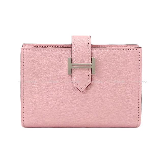 【ご褒美に★】HERMES エルメス ベアン カードケース 名刺入れ ローズサクラ シェーブル シルバー金具 新品 (HERMES BEARN Card Case business card holder Rose Sakura Chevre Myzore SHW[Brand new][Authentic])【あす楽対応】#yochika