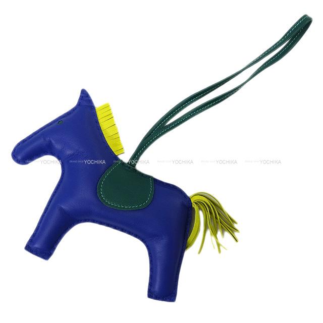 【ご褒美に★】HERMES エルメス バッグチャーム "ロデオ/RODEO" GM ブルーマルテ/ライム/マラカイト アニューミロ 新品未使用 (HERMES bag charm "Rodeo" GM Bleu de malte/Lime/Malachite Agneau Milo[Never used][Authentic])【あす楽対応】#yochikaのサムネイル