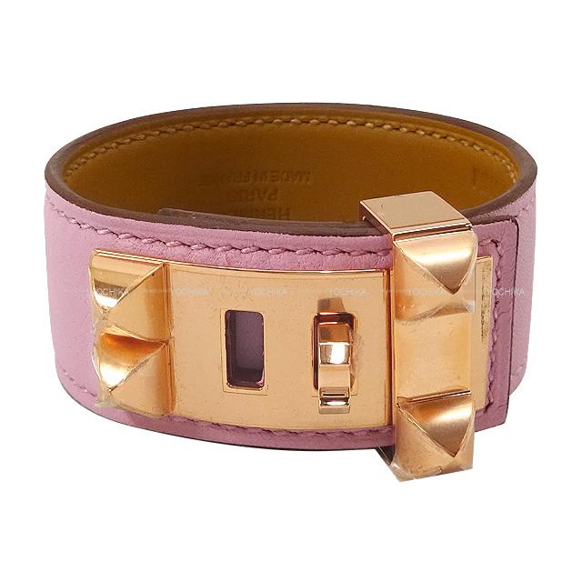 【ご褒美に☆】HERMES エルメス ブレスレット バングル コリエドシアン24 バングル モーヴシルベストル/フォーヴ スイフト ローズゴールド金具 新品 (HERMES Bracelet COLLIER DE CHIEN24 Bangle MauveSilvestr Swift RGHW [Brand New])のサムネイル