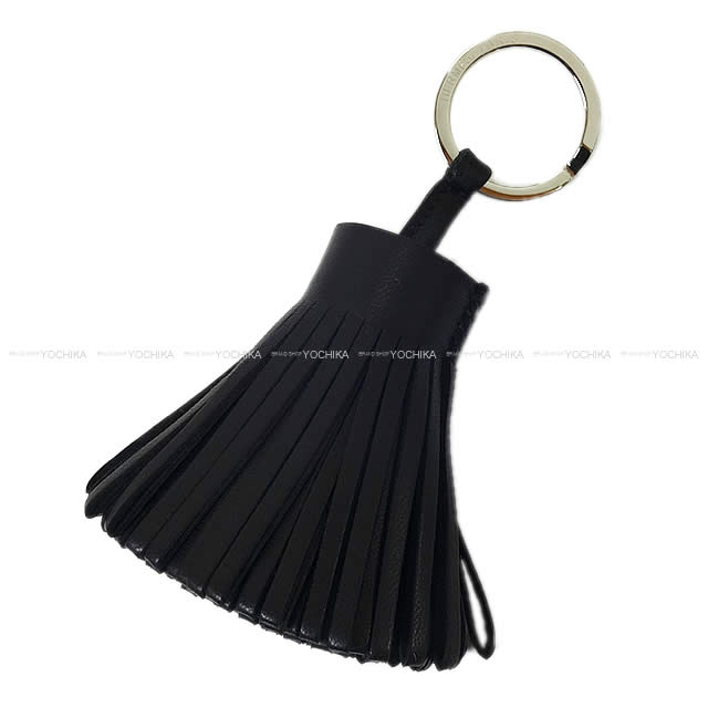 HERMES ᥹  ե  (֥å) ˥塼ߥ() С ۥ B (HERMES Carmen Fringe Noir (Black) Agneau Milo Silver HW key ring[BRAND NEW][Authentic])...