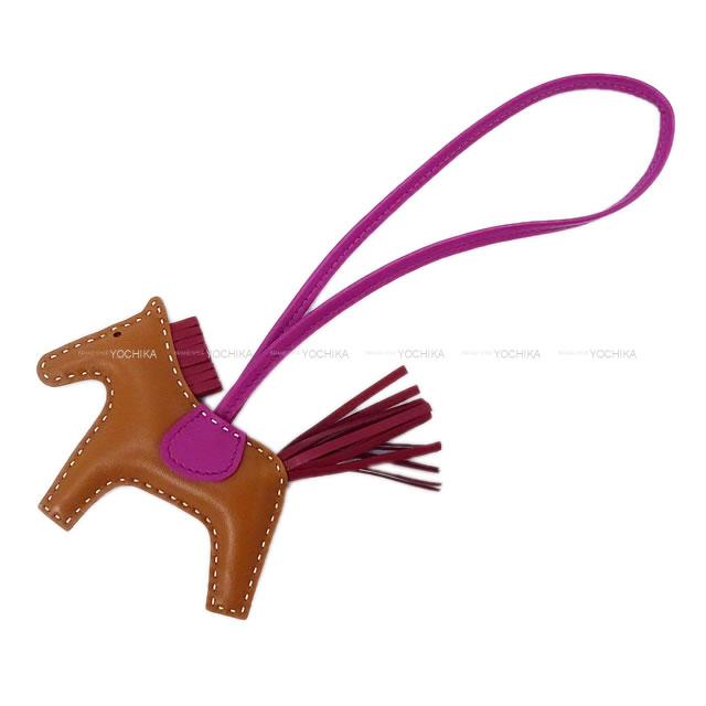 【ご褒美に★】HERMES エルメス ロデオ PM 白ステッチ ゴールド/ルビー/ローズパープル アニューミロ(ラム) バッグチャーム Y刻印 新品未使用(HERMES Rodeo PM White Stitch Gold/Rubis/Rose Purple Agneau Milo bag charm[NEVER USED][Authentic])【あす楽対応】#よちかのサムネイル
