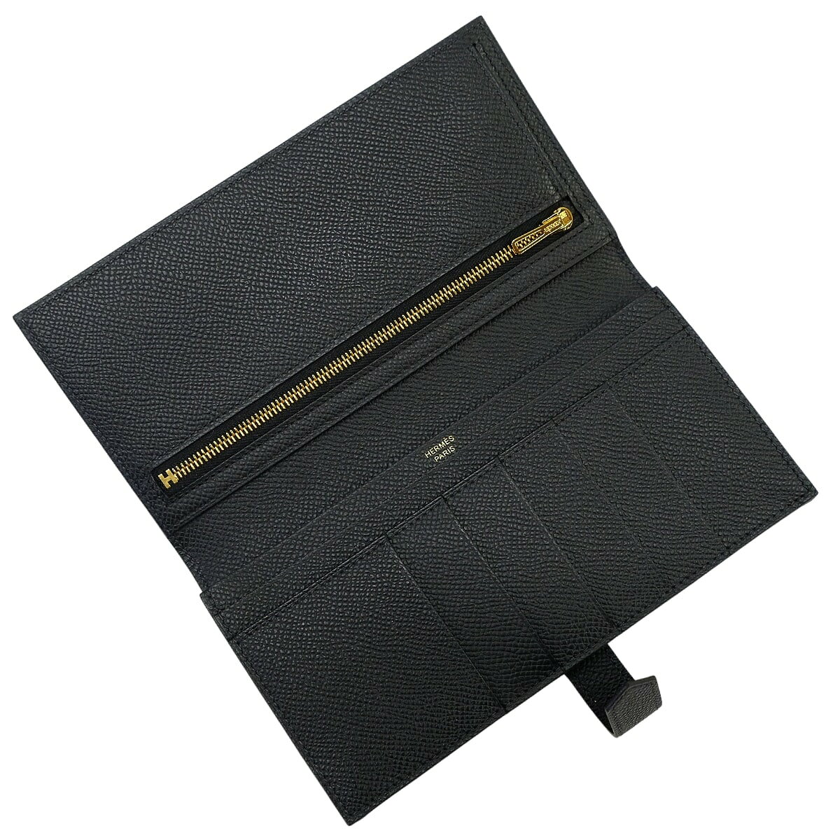 HERMES エルメス ベアンスフレ 黒 (ブラック) エプソン ゴールド金具 長財布 K刻印 新品(HERMES Bearn Soufflet Noir (Black) Veau Epsom Gold HW long wallet[BRAND NEW][Authentic])