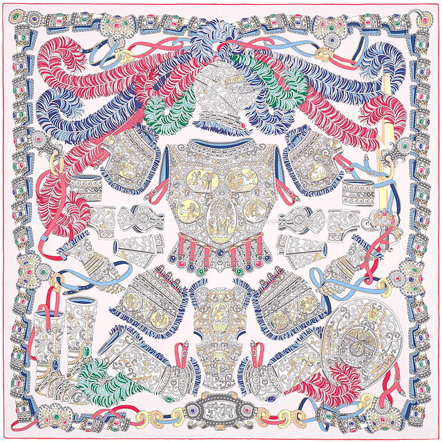 2022年 春夏 HERMES エルメス カレ90 カレウォッシュ 軍神マルス ローズナクレ/ブルー/レッド シルク100％ スカーフ 新品未使用(2022 SS HERMES Carre 90 Carre wash Sousl'Egide de Mars Rose Nacre/Bleu/Rouge Silk100% scarf)【あす楽対応】#よちか