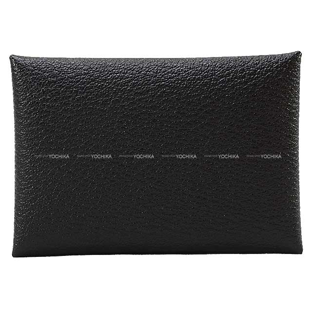 HERMES ᥹  ǥ奪  (֥å) ֥७ С ɥ B (HERMES Calvi Duo Noir (Black) Chevre Chamkila Silver HW card holder[BRAND NEW][Authentic])ڤб#