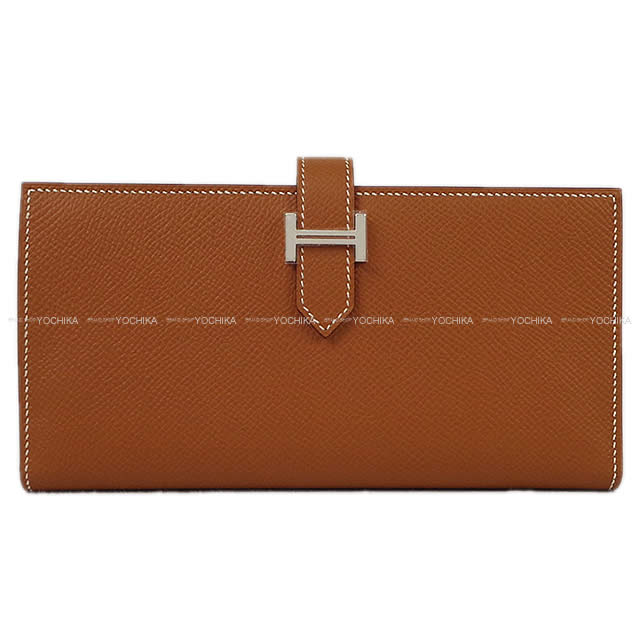 HERMES エルメス ベアンスフレ ゴールド エプソン シルバー金具 長財布 U刻印 新品(HERMES Bearn Soufflet Gold Veau Epsom Silver HW long wallet)#よちか