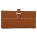 HERMES エルメス ベアンスフレ ゴールド エプソン シルバー金具 長財布 U刻印 新品(HERMES Bearn Soufflet Gold Veau Epsom Silver HW long wallet[BRAND NEW][Authentic])【あす楽対応】#よちか