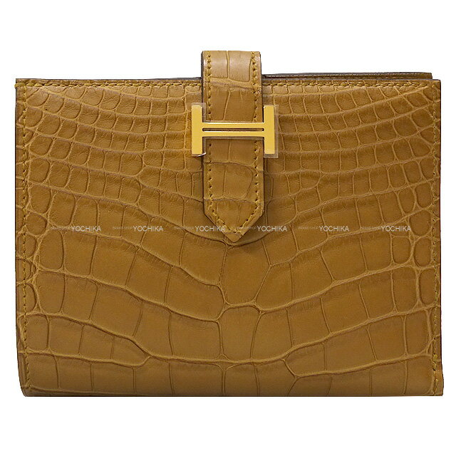 HERMES ᥹ ٥󥳥ѥ ե 륢ꥲޥå ɶ ޤ B (HERMES Bearn Compact Kraft Crocodile Alligator Mat Gold HW Bi-fold wallet[BRAND NEW][Authentic])ڤб#