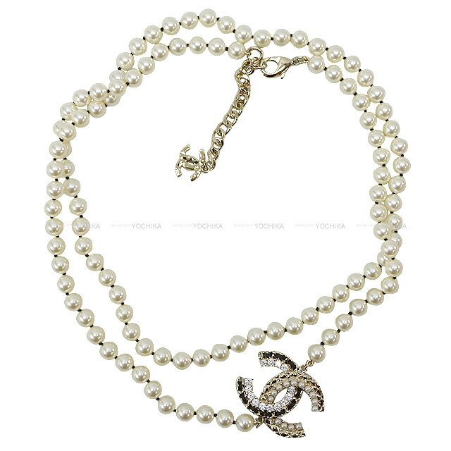 CHANEL シャネル チェーン ココマーク パール ラインストーン ロング シャンパンゴールド金具 AB9084 ネックレス 新品(CHANEL Chain COCO Mark Pearl Rhinestone Long Champagne Gold HW AB9084 necklace[BRAND NEW][Authentic])【あす楽対応】#よちか