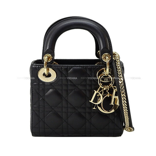 Christian Dior NX`fBI[ fBfBI[ ~j  (ubN) Ji[WXL VpS[h M0505 ONGE-M900 nhobO Vil  ([Pre-loved] Christian Dior Lady Dior Mini Noir (Black) Cannage Lambskin Champagne Handbag)