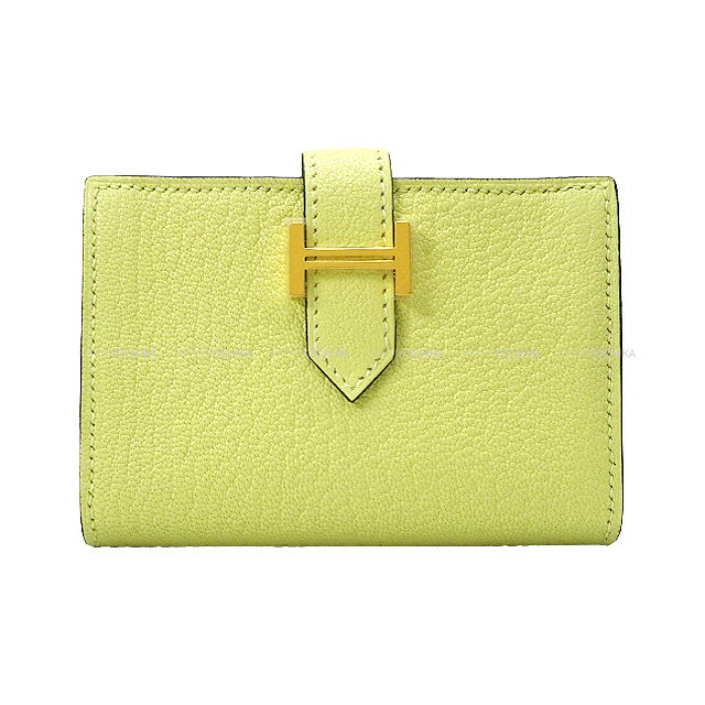 HERMES ᥹ ٥ ɥ 硼̥֥른 ֥ߥ ɶ ɥ U (HERMES Bearn Card holder Jaune Bourgeon Chevre Myzore Gold HW card holder[BRAND NEW][Authentic])ڤб#