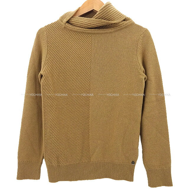 HERMES GX ^[g Htg `[t u Z[^[ #36 uE JV~100% Vo[ jbg VilyÁz([Pre-loved] HERMES Turtle H lift With charm Rib Sweater #36 Brown Cashmere100% Silver HW Knit[LIKE NEW][Authentic])