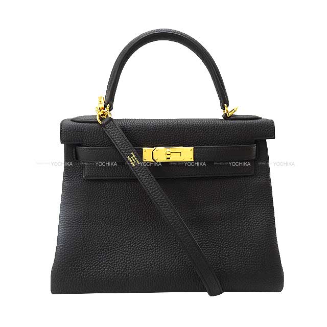 HERMES エルメス ケリー28 内縫い 黒 (ブラック) トゴ ゴールド金具 ショルダーバッグ U刻印 新品同様【中古】([Pre-loved] HERMES Kelly28 Retourne Noir (Black) Veau Togo Gold HW Shoulder bag[LIKE NEW][Authentic])【あす楽対応】#よちか