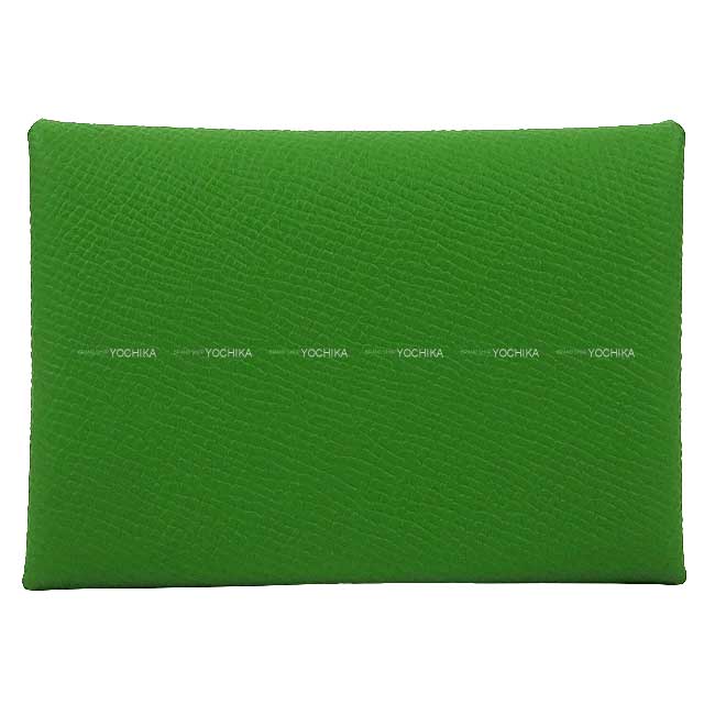 HERMES エルメス カルヴィ デュオ ヴェールユッカ エプソン シルバー金具 カードケース B刻印 新品(HERMES Calvi Duo Vert Yucca Veau Epsom Silver HW card holder[BRAND NEW][Authentic])【あす楽対応】#よちかのサムネイル