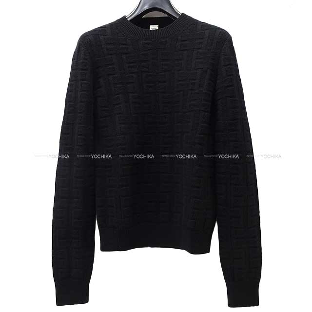 2022NH~ HERMES GX H[W jbg H N[lbN #34  (ubN) @[WE[ Z[^[ Vigp(2022 AW HERMES Voyage Knit H Pattern Crewneck #34 Noir (Black) virgin wool Sweater[EXCELLENT][Authentic])yyΉz#悿