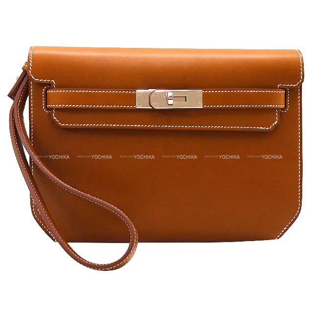 HERMES エルメス ケリーデペッシュ25 クラッチ フォーヴ バレニア シルバー金具 クラッチバッグ B刻印 新品同様( HERMES Kelly Depeche 25 Clutch Fauve Veau Barenia Silver HW Clutch bag)#よちか