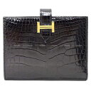 HERMES GX xARpNg  (ubN) NR_CAQ[^[VCj[ S[h ܂z B Vi(HERMES Bearn Compact Noir (Black) Crocodile Alligator Lisse Gold HW Bi-fold wallet[BRAND NEW][Authentic])yyΉz#悿