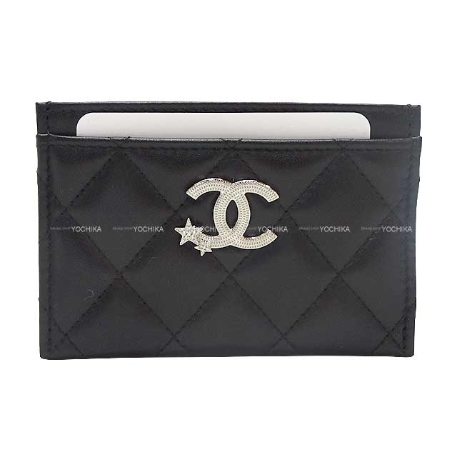 2024クルーズ CHANEL シャネル スターココマーク マトラッセ 黒 (ブラック) ラムスキン シルバー金具 AP3730 カードケース 新品(2024 Cruise CHANEL Star Coco Mark Matlasse Noir (Black) Lambskin SHW AP3730 card holder)#よちか