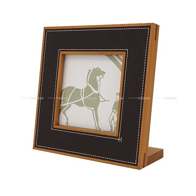 HERMES エルメス 写真立て フォトフレーム プレイヤード ショコラ 天然マホガニー材/トリヨンリス 新品(HERMES Photo frame photo frame pleiad Chocolat Natural mahogany/Tauillon squirrel[BRAND NEW][Authentic])【あす楽対応】#よちかのサムネイル