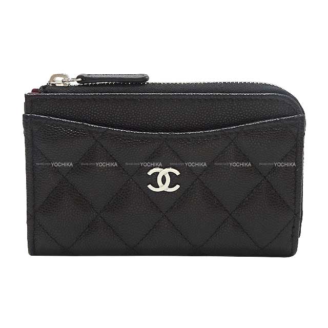 CHANEL シャネル タイムレス クラシック フラグメント コインカードケース マトラッセ ココマーク 黒 (ブラック)/ボルドー グレインドカーフ(キャビアスキン) コインケース(Timeless Classic Fragment Coin Card Case Matelasse Coco mark)のサムネイル