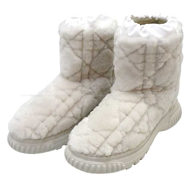 Dior ディオール ショートブーツ フロスト ムートン オフホワイト カナージュエンブロイダリーシアリング #37 KCI992SKK_SC03W ブーツ 新品(Dior Short boots Frost Shearling boots[BRAND NEW][Authentic])【あす楽対応】#よちか